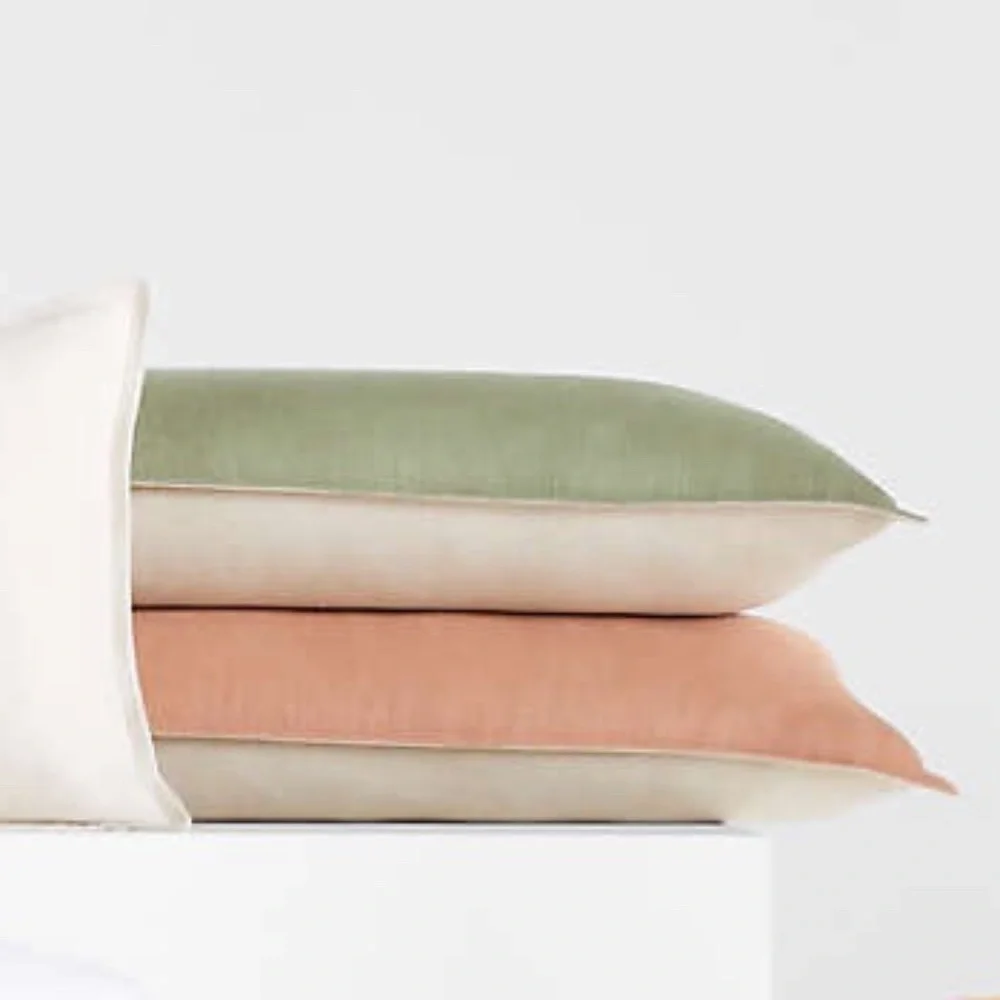 Crate and Barrel set of 2 reversible pillow covers Laundered Linen 36